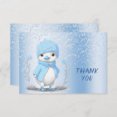 Blue Waterverf Duck Dank u kaart (Voorkant / Achterkant)