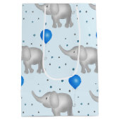 Blue Waterverf Elephants Pattern Medium Gift Bag Cadeauzakje (Achterkant)