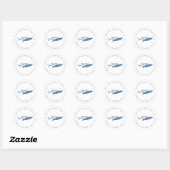 Blue Waterverf Fish Wedding Favor Ronde Sticker (Vel)