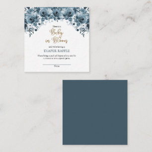 Blue Waterverf Floral Boy Baby Diaper Raffle Informatiekaartje