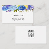 Blue Waterverf Floral Hartelijk dank voor uw aanko Informatiekaartje (Voorkant / Achterkant)