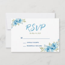 Blue Waterverf Floral Response Kaart