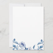 Blue Waterverf Floral Wedding Invitation Kaart (Achterkant)