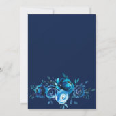Blue Waterverf Floral Wedding Invitation Kaart (Achterkant)