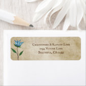Blue Waterverf Flower Floral Address Etiket (Insitu)