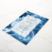 Blue Waterverf flower Wedding Folie Uitnodiging (Gedraaid)