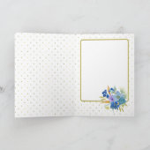 Blue Waterverf Flowers Birthday Card, Gold Stippen Kaart (Binnen)