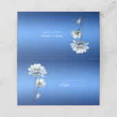 Blue Waterverf Flowers Place Card (Buitenkant ongevouwen)