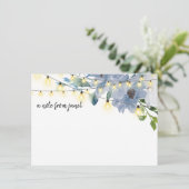 Blue Waterverf Flowers & String Lights Note Card (Staand voorkant)