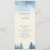 Blue Waterverf Forest moderne natuur bruiloft Programma (Voorkant)