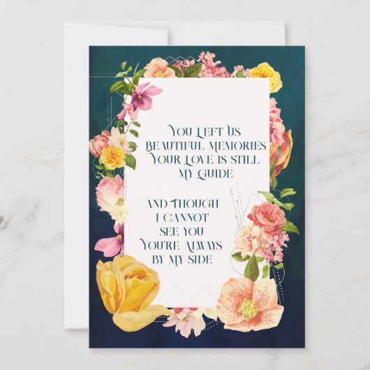 Blue Waterverf Funeral Programme Vibrant Floral Kaart (Voorkant)