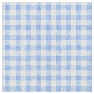 Blue Waterverf Gingham Fabric Stof