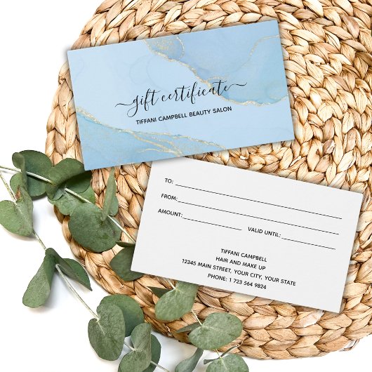 Blue Waterverf Glitter Cadeaubon Visitekaartje