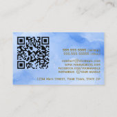 Blue Waterverf & Gold Professional QR-code Visitekaartje (Achterkant)