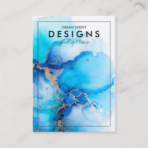 Blue Waterverf Gold Trendy Earring Display Card Visitekaartje