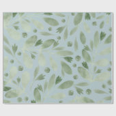 Blue Waterverf Greenery Vakantie Cadeaupapier (Vlak)