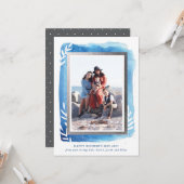 Blue Waterverf Happy Moederdag Kaart (Voorkant / Achterkant in situ)