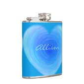 Blue Waterverf Heart Cute Modern Monogrammed Heupfles (Rechts)