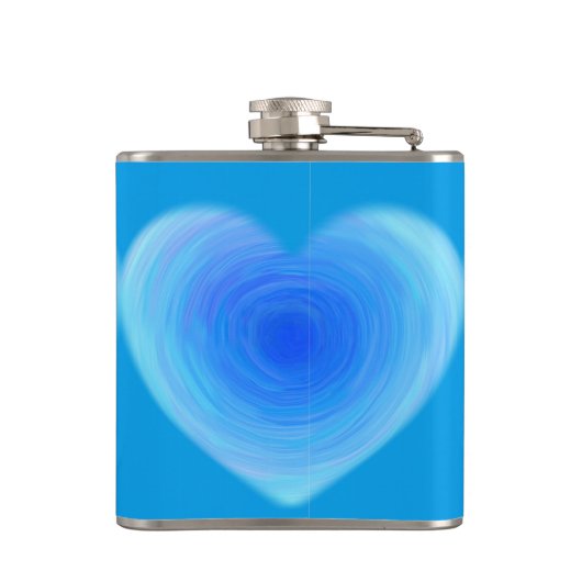 Blue Waterverf Heart Cute Modern Monogrammed Heupfles (Achterkant)