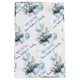 Blue waterverf herfst Custom Naam Kerstcadeau Medium Cadeauzakje