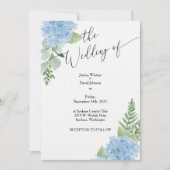 Blue Waterverf Hydrangea Wedding Invitation Kaart (Voorkant)