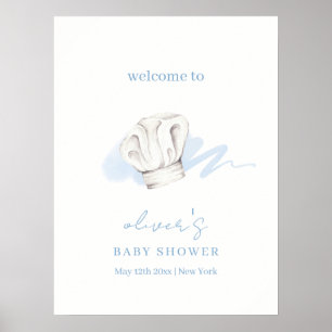 Blue Waterverf Little Chef Baby shower Welkom Poster