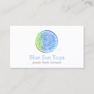Blue Waterverf Mandala Yoga en Wellness Visitekaartje