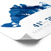 Blue Waterverf Martha's Vineyard Coordinates Poster (Hoek)