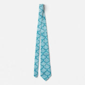 Blue Waterverf Mermaid Scale Stropdas (Achterkant)