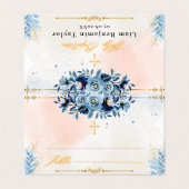 Blue Waterverf Modern Boy Dopen Place Card Kaart (Buitenkant ongevouwen)