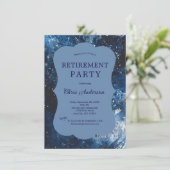 Blue Waterverf Modern Business Retirement Party Kaart (Staand voorkant)