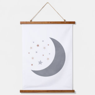 Blue Waterverf Moon Boho Nursery Decor Hangend Wandkleed
