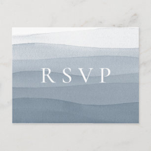 Blue Waterverf Ombre Wedding RSVP Song Request Uitnodiging Briefkaart