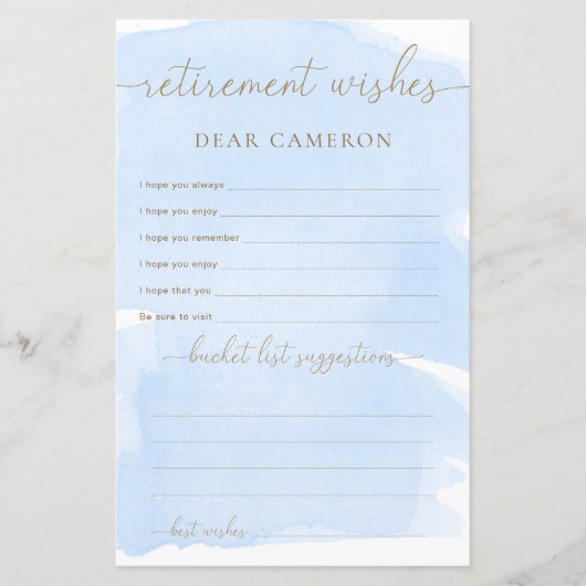 Blue Waterverf Pensioenwensen (Voorkant)