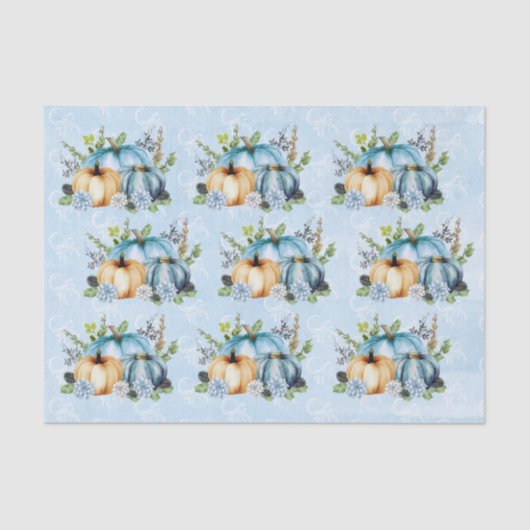 Blue Waterverf Pumpkin Herfst herfst Tissuepapier (Voorkant)