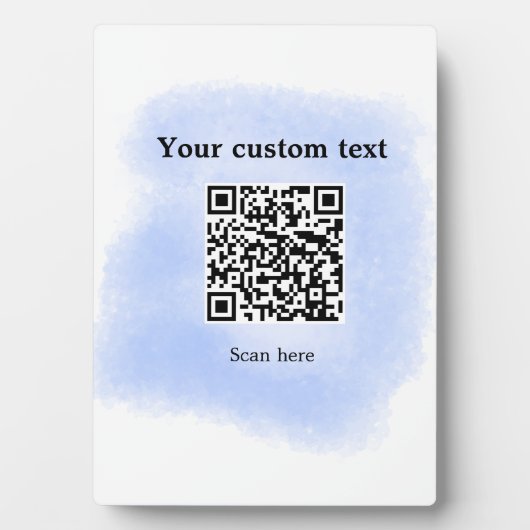 blue waterverf QR scancode voeg aangepaste tekst r Fotoplaat (voorkant)