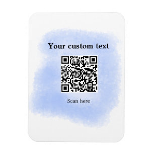 blue waterverf QR scancode voeg aangepaste tekst r Magneet