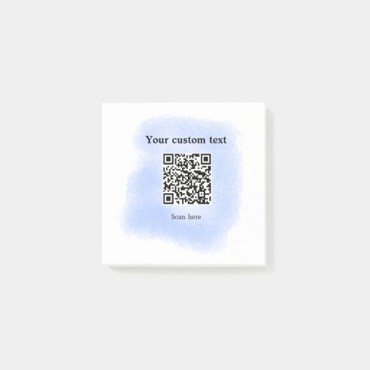 blue waterverf QR scancode voeg aangepaste tekst r Post-it® Notes (Voorkant)