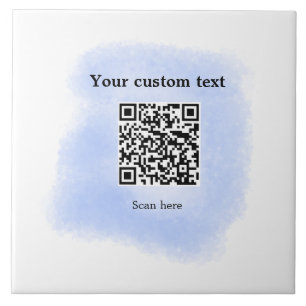 blue waterverf QR scancode voeg aangepaste tekst r Tegeltje