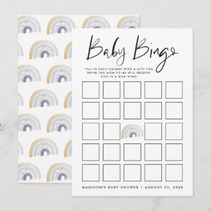 Blue Waterverf Rainbow Baby shower Bingo Kaart