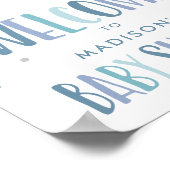 Blue Waterverf Rainbow Baby shower Welkom Poster (Hoek)