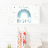 Blue Waterverf Rainbow Baby shower Welkom Spandoek (Insitu)