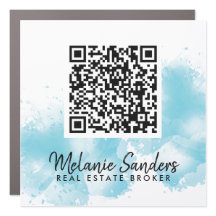 Blue Waterverf REAL ESTATE QR Code Magnet