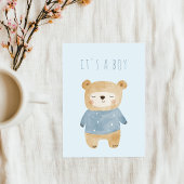 Blue Waterverf schattig teddybeer Baby shower Kaart