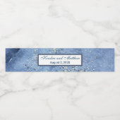 Blue Waterverf Silver Mercury Stippen Waterfles Etiket (Enkel label)