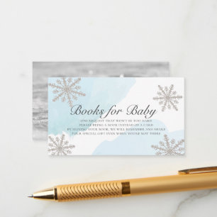 Blue Waterverf Silver Snowflakes Book Request Informatiekaartje