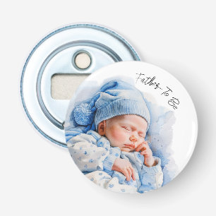 Blue Waterverf Sleeping Baby Boy Geslacht Onthulle Button Flesopener