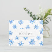 Blue Waterverf Snowflake Patroon Bedankkaart (Staand voorkant)