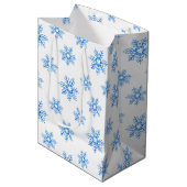 Blue Waterverf Snowflake Patroon Medium Cadeauzakje (Voorkant Gekanteld)