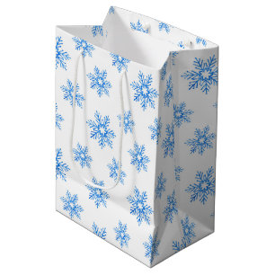 Blue Waterverf Snowflake Patroon Medium Cadeauzakje